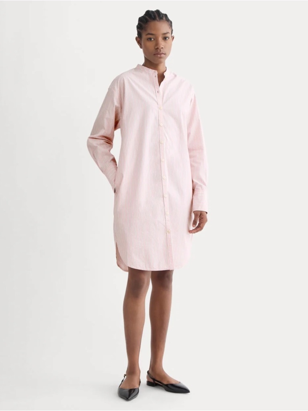 Everlane Pink and White Pinstripe Relaxed Shirtdress